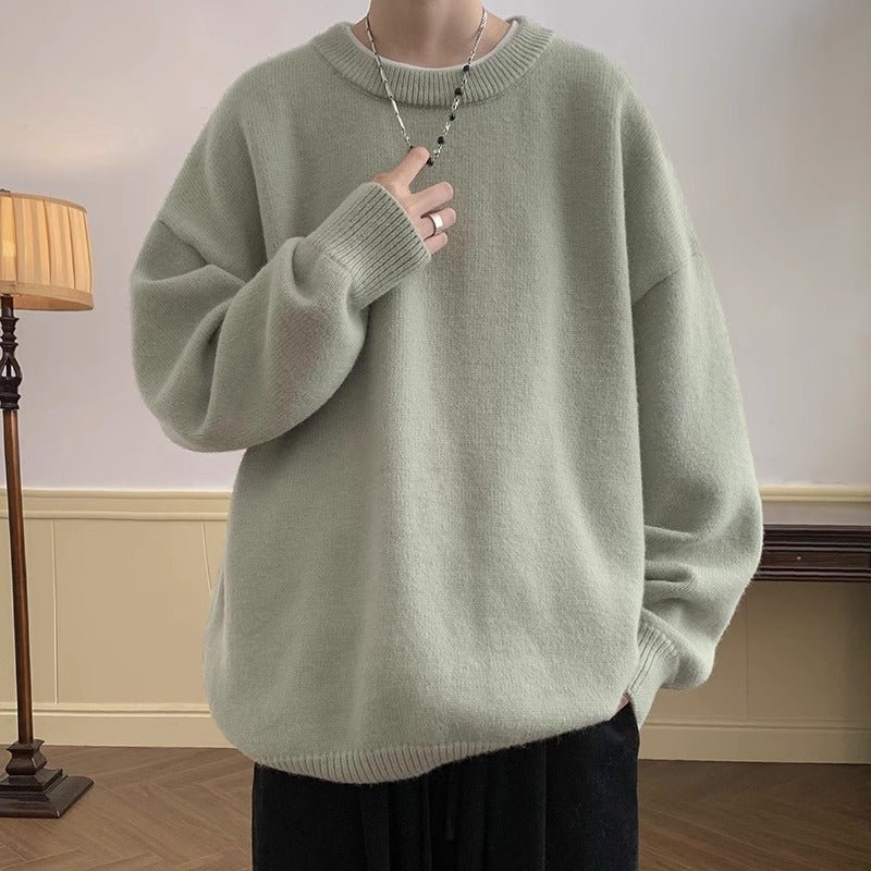 Męska Bluza z Dzianiny | Luźny Krój z Okrągłym Dekoltem - Arkadya Outlet - Sweaters