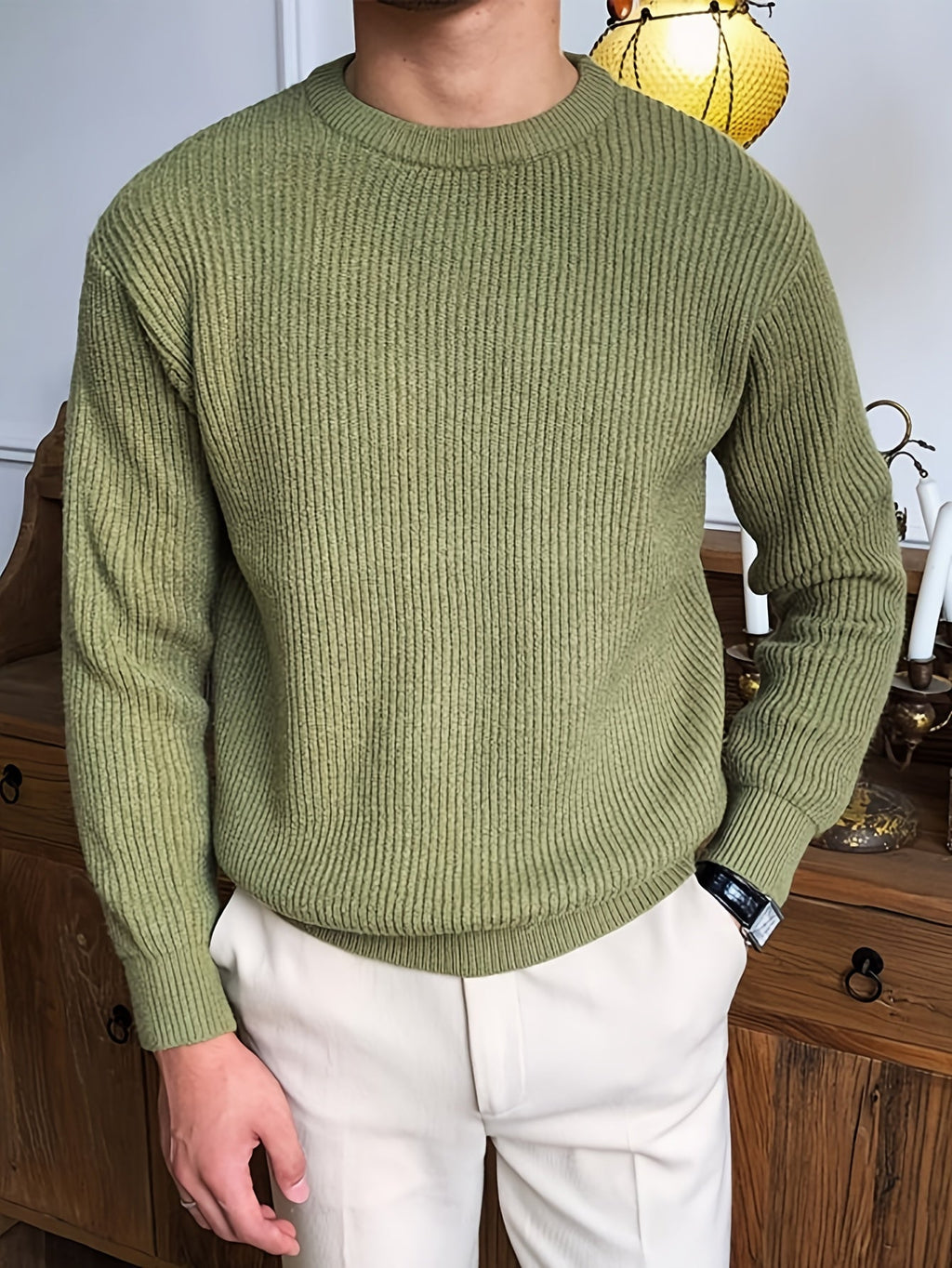 Męska Bluza z Dzianiny | Okrągły Dekolt i Regularny Krój - Arkadya Outlet - Sweaters