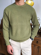 Męska Bluza z Dzianiny | Okrągły Dekolt i Regularny Krój - Arkadya Outlet - Sweaters