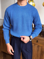 Męska Bluza z Dzianiny | Okrągły Dekolt i Regularny Krój - Arkadya Outlet - Sweaters