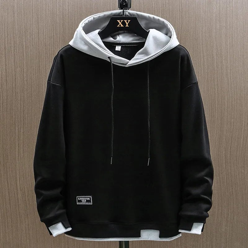 Męska Bluza z Kapturem | Luźny Krój z Kontrastowym Wykończeniem - Arkadya Outlet - Sweaters