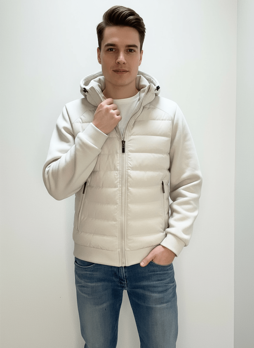 Męska Bluza z Kapturem | Pikowany Krój Dopasowany do Sylwetki - Arkadya Outlet - Sweaters