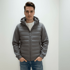 Męska Bluza z Kapturem | Pikowany Krój Dopasowany do Sylwetki - Arkadya Outlet - Sweaters