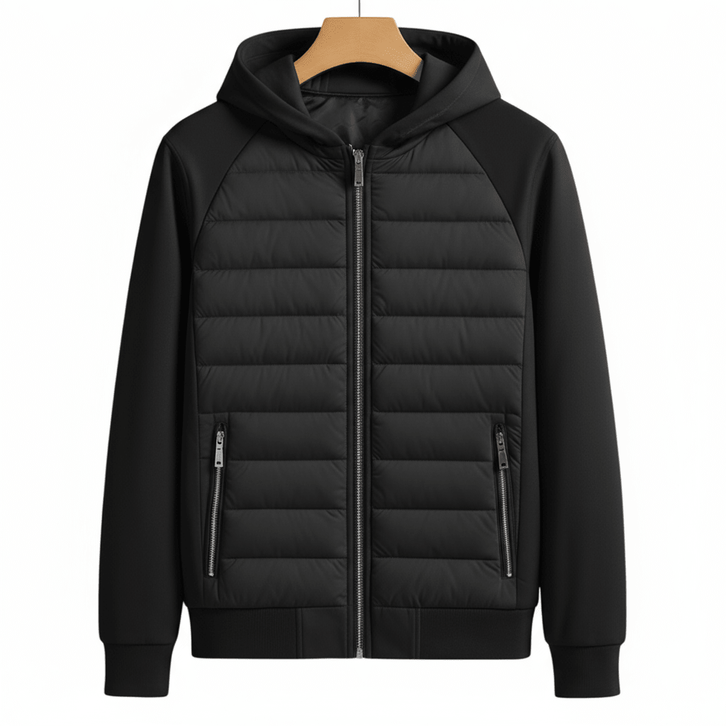 Męska Bluza z Kapturem | Pikowany Krój Dopasowany do Sylwetki - Arkadya Outlet - Sweaters