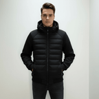 Męska Bluza z Kapturem | Pikowany Krój Dopasowany do Sylwetki - Arkadya Outlet - Sweaters