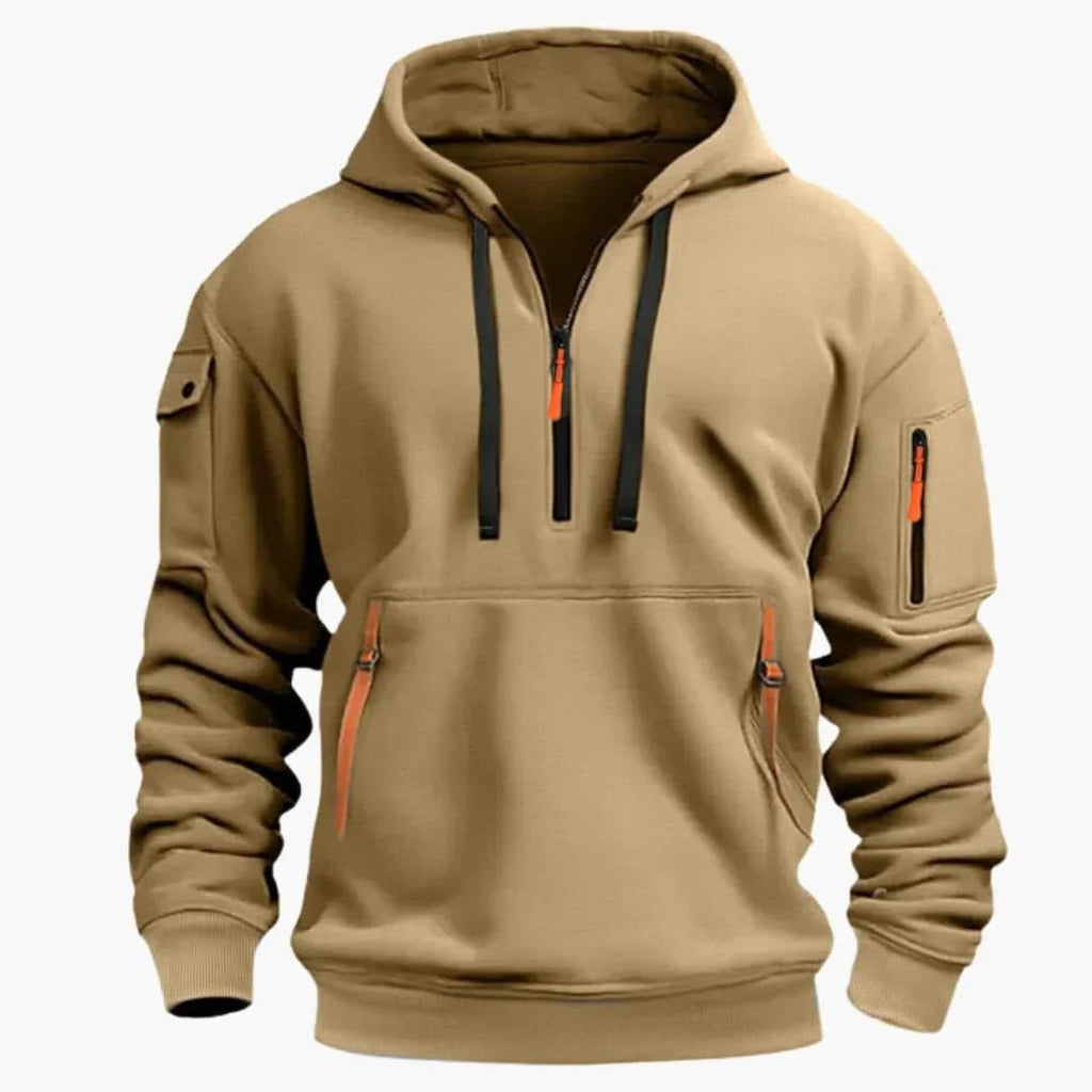 Męska Bluza z Kapturem | Półzamek i Kieszenie na Zamek - Arkadya Outlet - Sweaters
