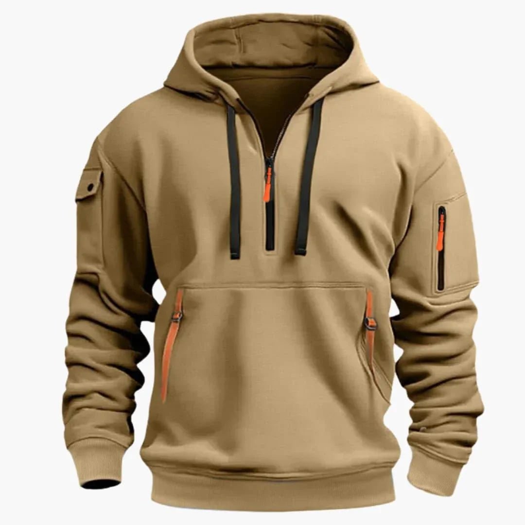 Męska Bluza z Kapturem | Półzamek i Kieszenie na Zamek - Arkadya Outlet - Sweaters
