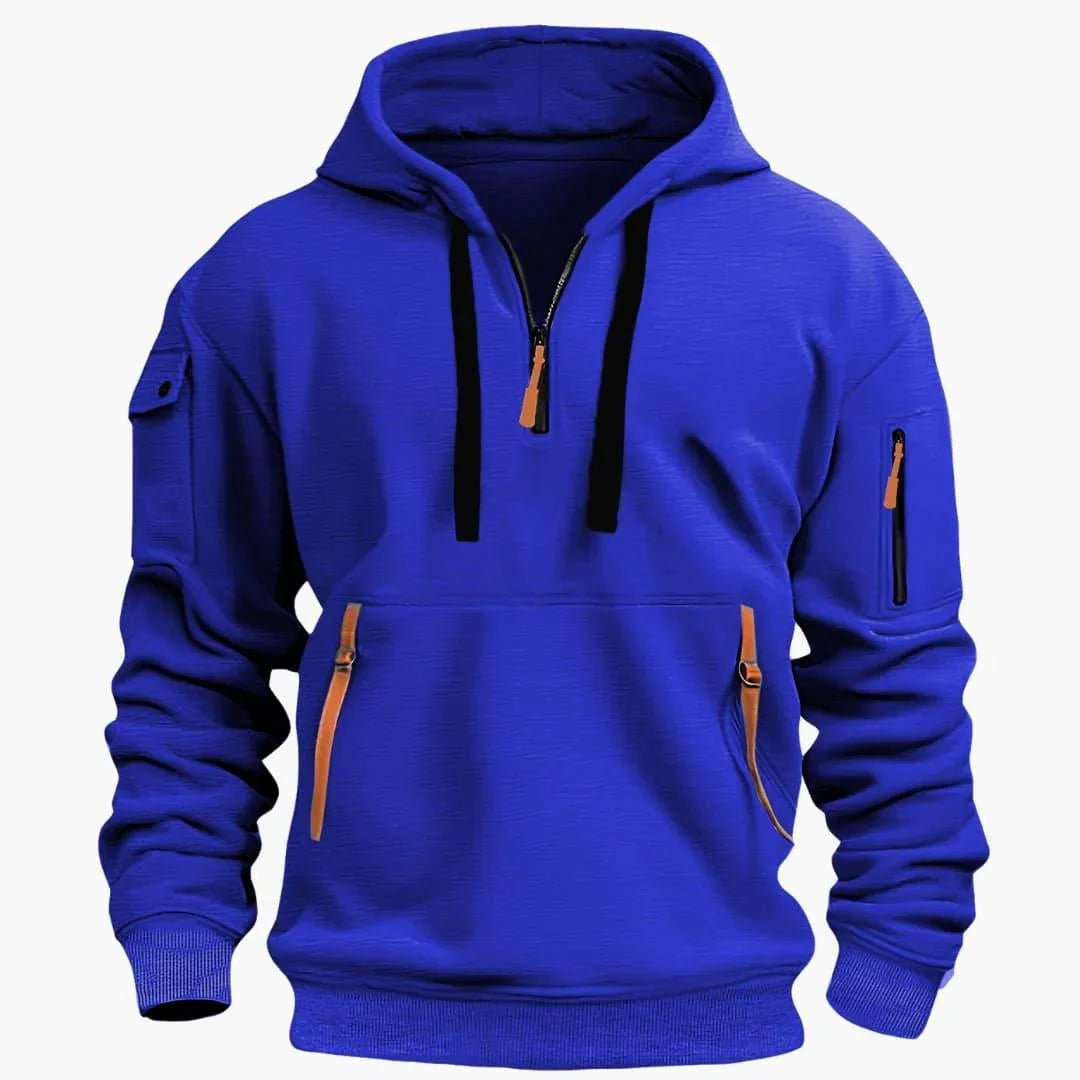 Męska Bluza z Kapturem | Półzamek i Kieszenie na Zamek - Arkadya Outlet - Sweaters
