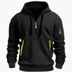 Męska Bluza z Kapturem | Półzamek i Kieszenie na Zamek - Arkadya Outlet - Sweaters