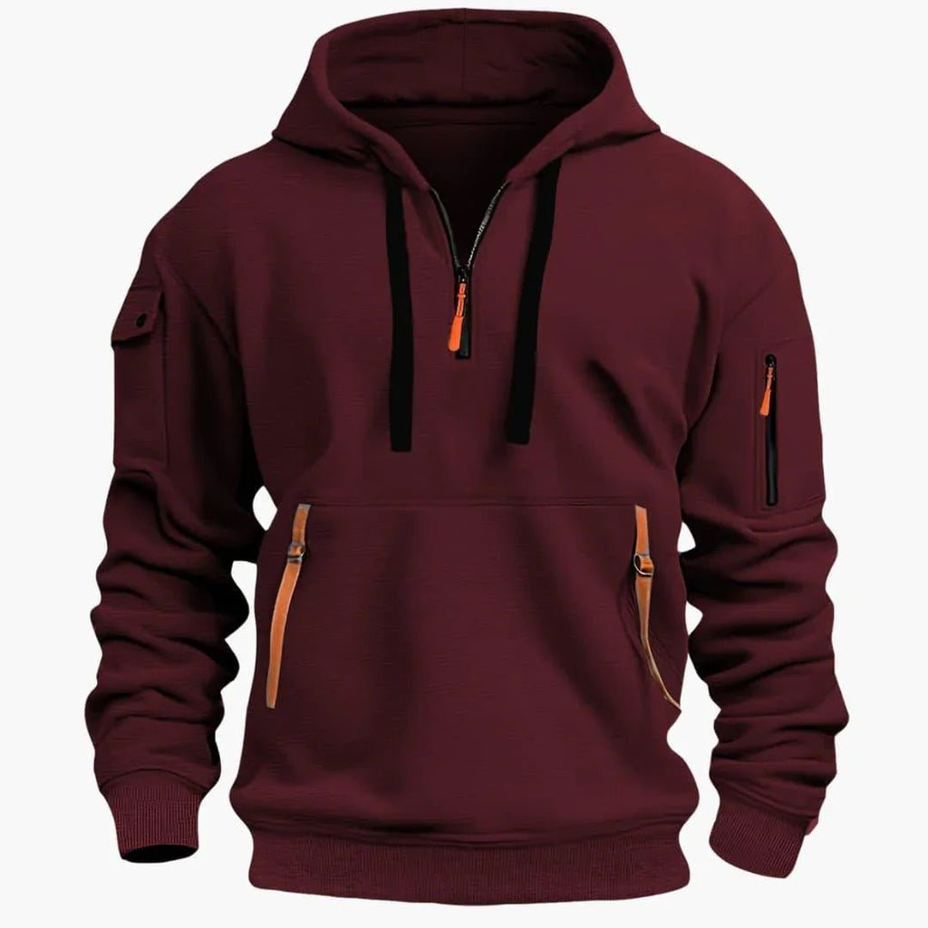 Męska Bluza z Kapturem | Półzamek i Kieszenie na Zamek - Arkadya Outlet - Sweaters