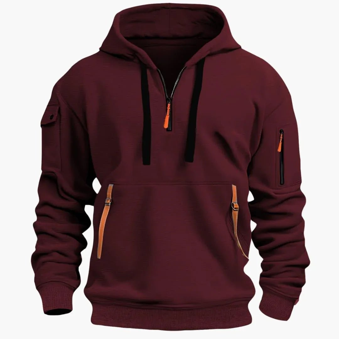 Męska Bluza z Kapturem | Półzamek i Kieszenie na Zamek - Arkadya Outlet - Sweaters