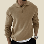 Męska Koszulka Polo | Długi Rękaw i Faktura Waflowa - Arkadya Outlet - Shirts