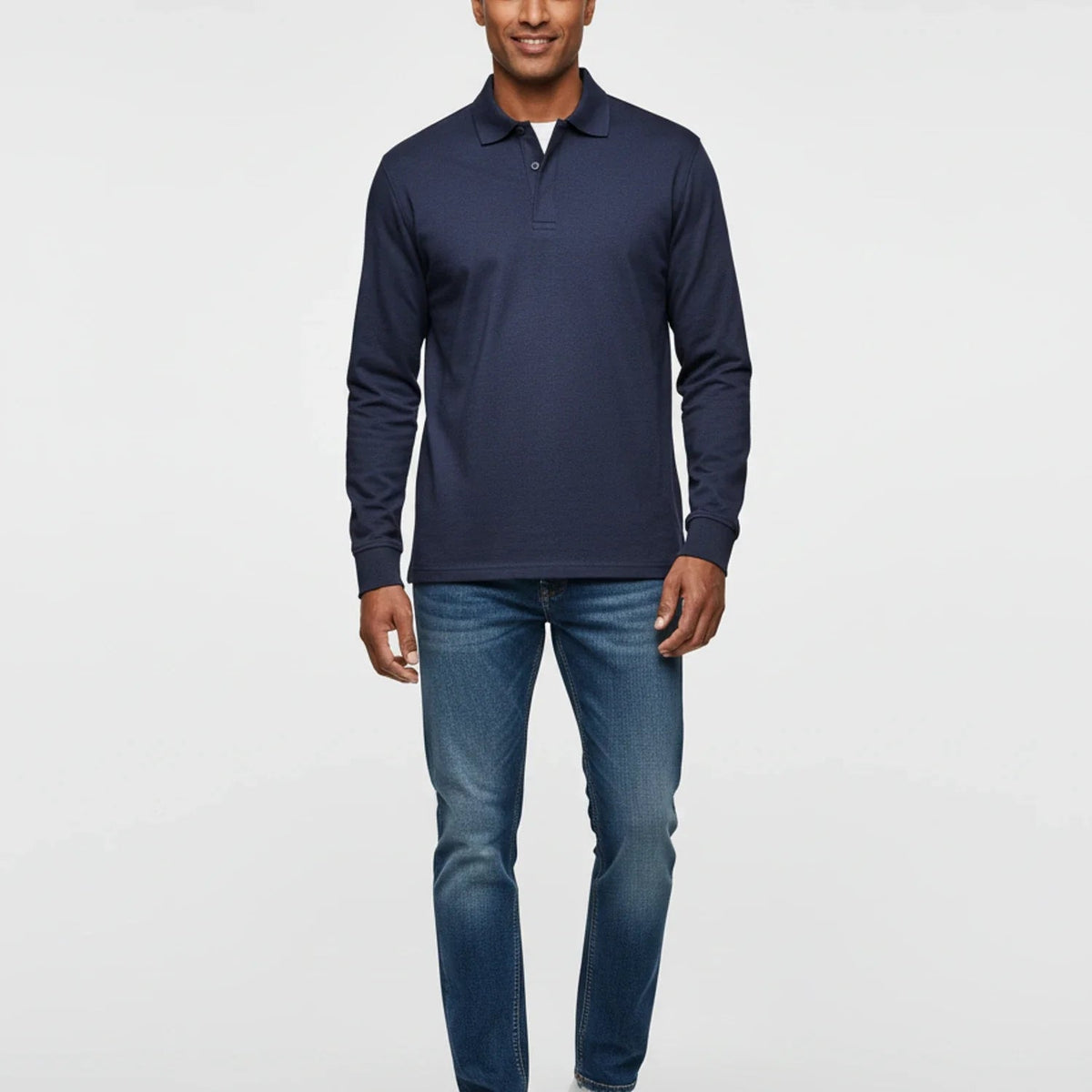 Męska Koszulka Polo | Długi Rękaw z Częściowym Zapięciem - Arkadya Outlet - Shirts