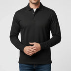 Męska Koszulka Polo | Długi Rękaw z Częściowym Zapięciem - Arkadya Outlet - Shirts