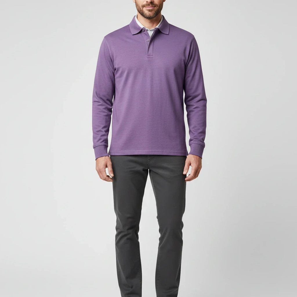 Męska Koszulka Polo | Długi Rękaw z Częściowym Zapięciem - Arkadya Outlet - Shirts
