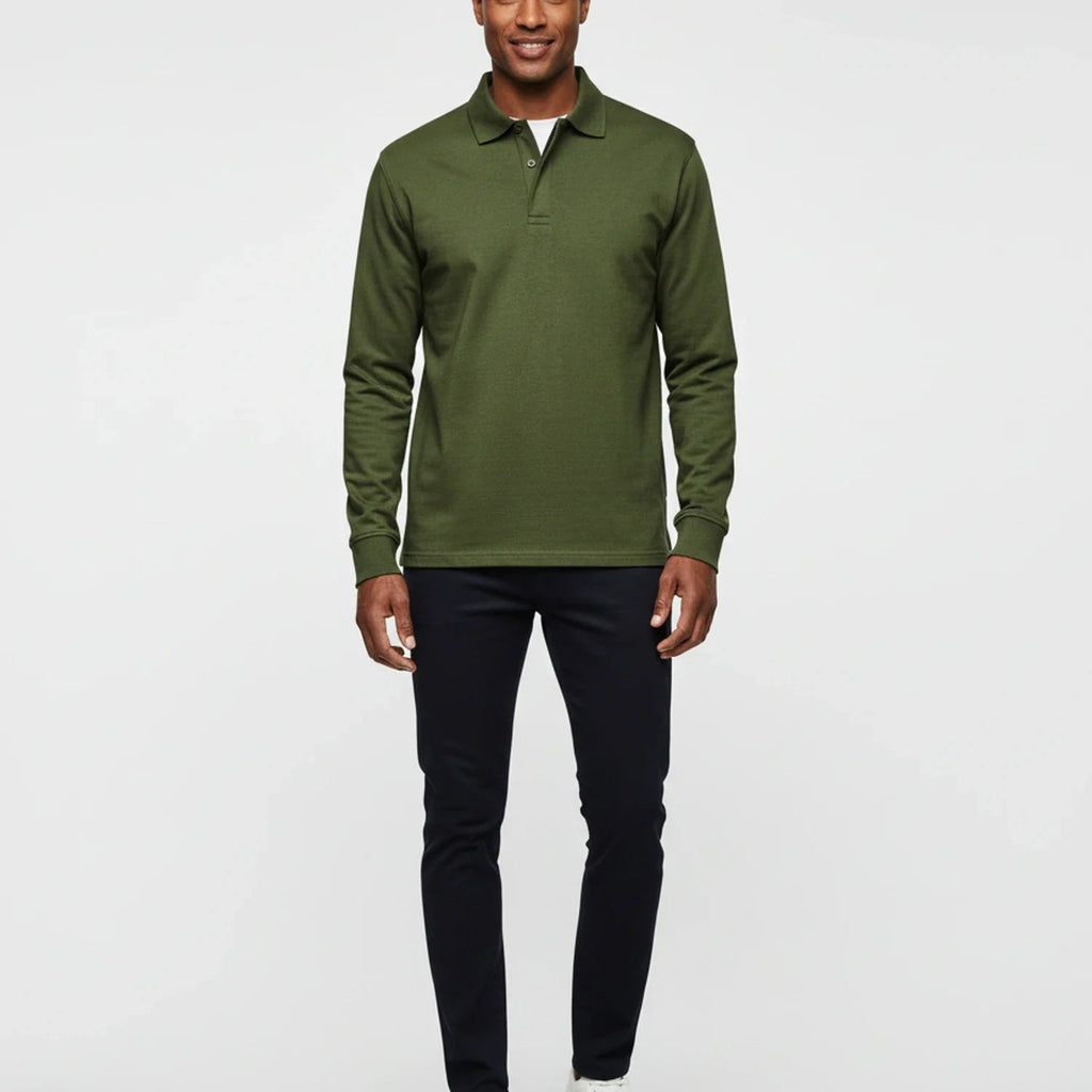 Męska Koszulka Polo | Długi Rękaw z Częściowym Zapięciem - Arkadya Outlet - Shirts