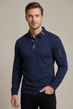 Męska Koszulka Polo | Pikowany Wzór z Kieszenią na Rękawie - Arkadya Outlet - Shirts