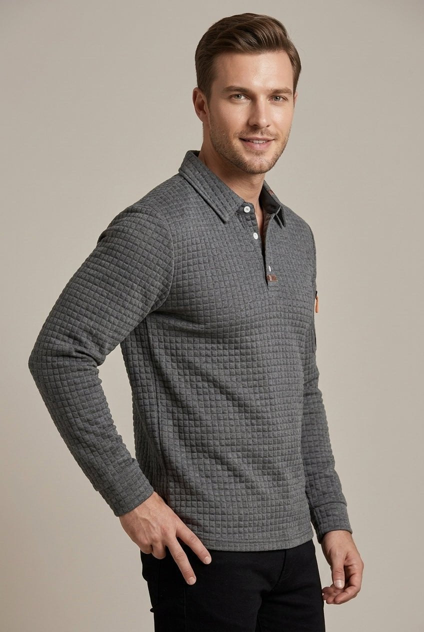 Męska Koszulka Polo | Pikowany Wzór z Kieszenią na Rękawie - Arkadya Outlet - Shirts