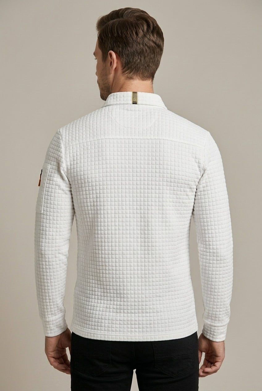 Męska Koszulka Polo | Pikowany Wzór z Kieszenią na Rękawie - Arkadya Outlet - Shirts
