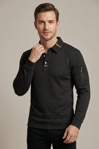Męska Koszulka Polo | Pikowany Wzór z Kieszenią na Rękawie - Arkadya Outlet - Shirts
