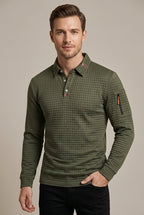 Męska Koszulka Polo | Pikowany Wzór z Kieszenią na Rękawie - Arkadya Outlet - Shirts