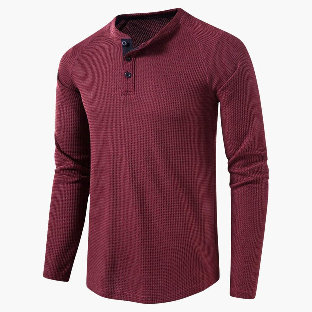 Męska Koszulka | Splot Waflowy i Krój Relaxed z Guzikami - Arkadya Outlet - T-Shirts