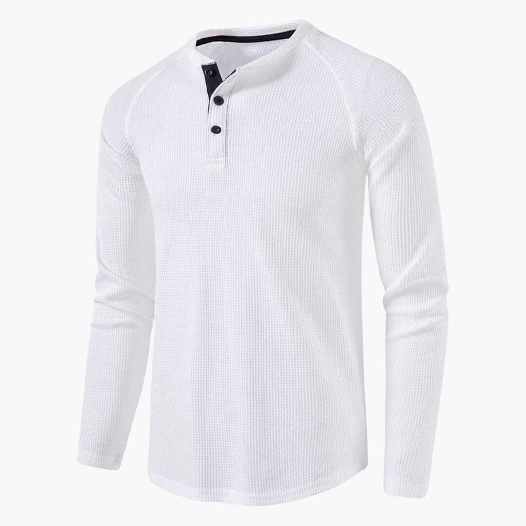 Męska Koszulka | Splot Waflowy i Krój Relaxed z Guzikami - Arkadya Outlet - T-Shirts