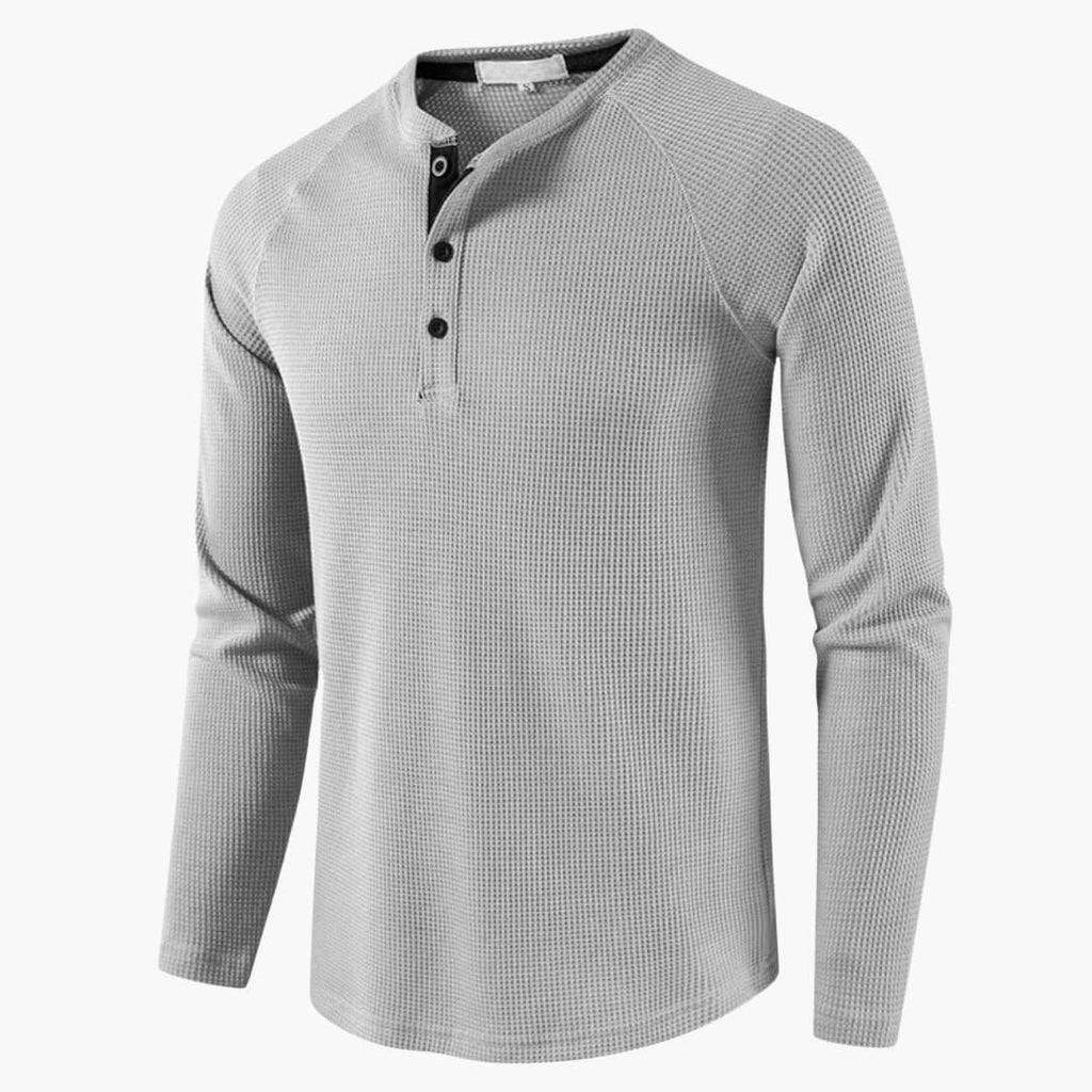 Męska Koszulka | Splot Waflowy i Krój Relaxed z Guzikami - Arkadya Outlet - T-Shirts