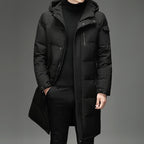 Męska Kurtka Puchowa | Długi krój z odpinany kapturem - Arkadya Outlet - Jackets