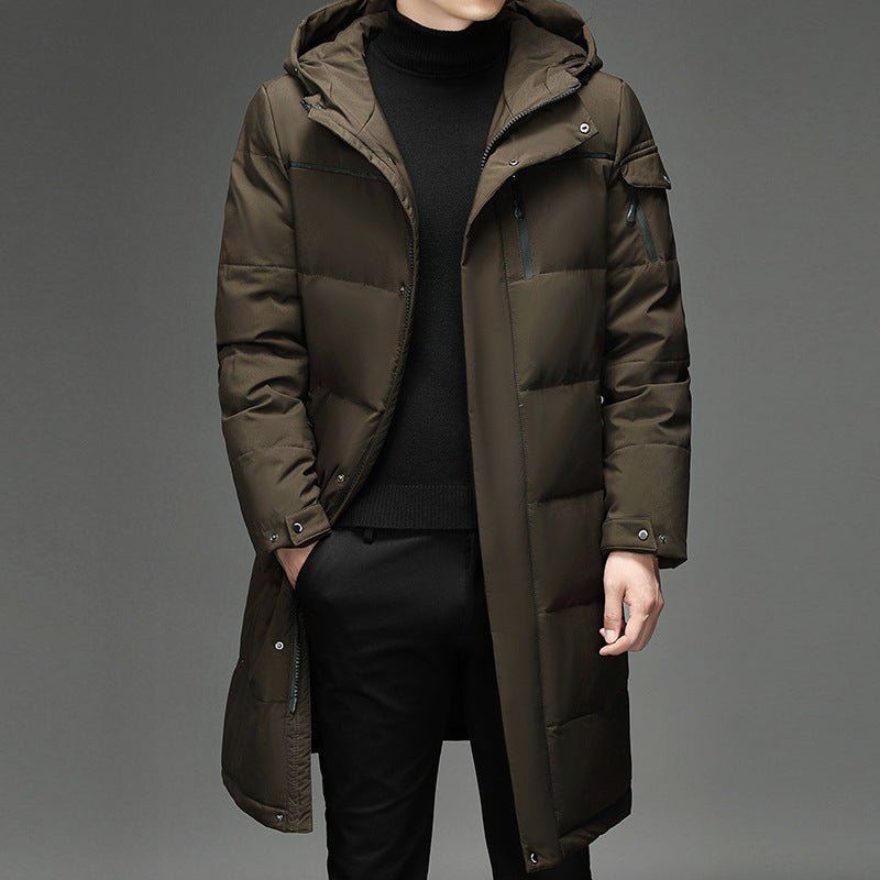 Męska Kurtka Puchowa | Długi krój z odpinany kapturem - Arkadya Outlet - Jackets