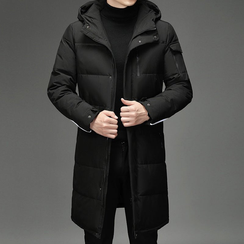 Męska Kurtka Puchowa | Długi krój z odpinany kapturem - Arkadya Outlet - Jackets