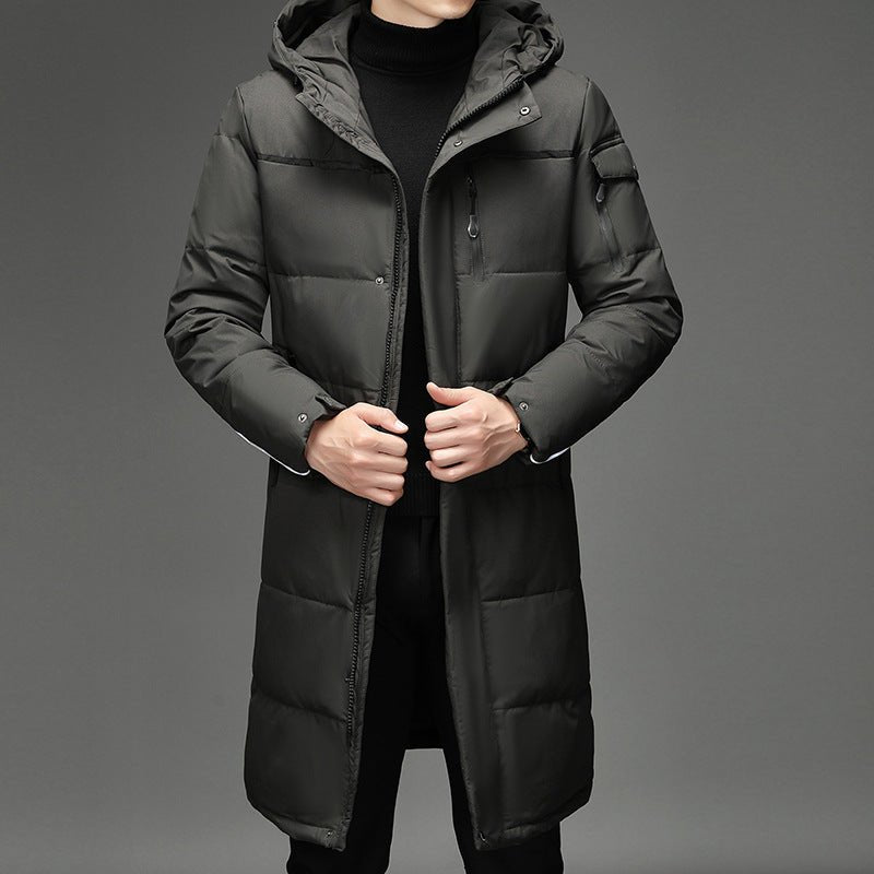 Męska Kurtka Puchowa | Długi krój z odpinany kapturem - Arkadya Outlet - Jackets