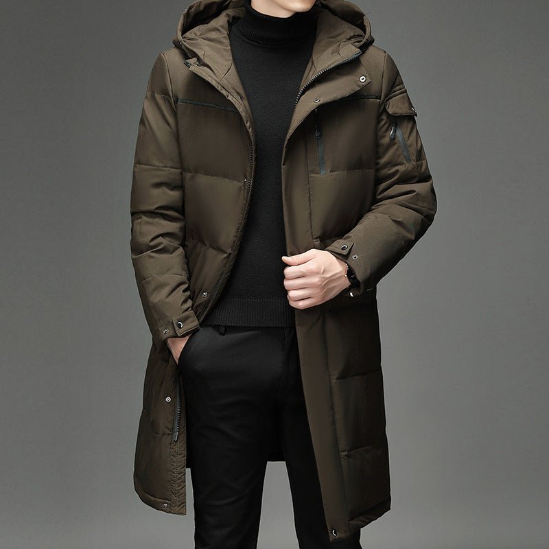 Męska Kurtka Puchowa | Długi krój z odpinany kapturem - Arkadya Outlet - Jackets