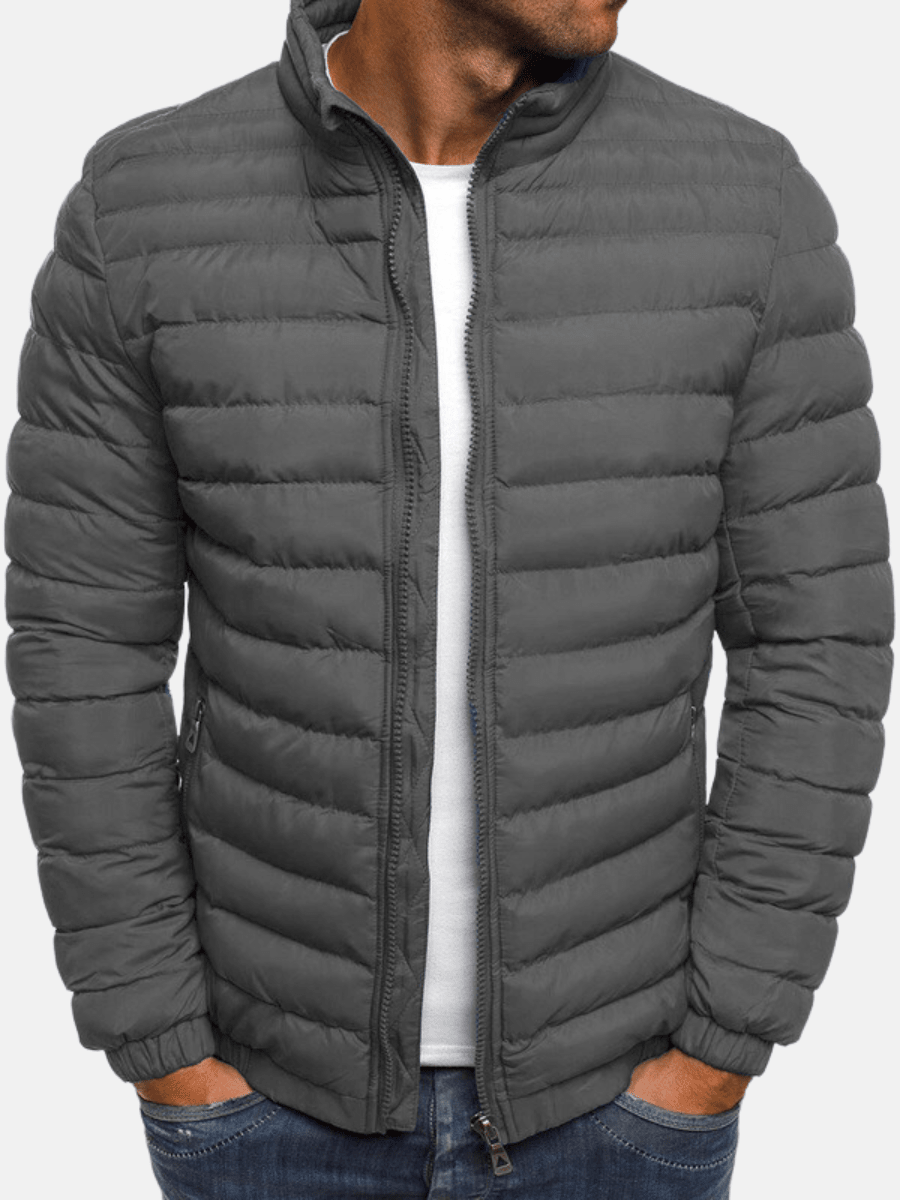 Męska Kurtka Puchowa | Dopasowany Krój z Suwakiem na Całej Długości - Arkadya Outlet - Jackets