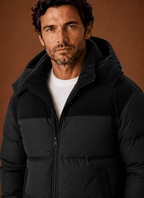 Męska Kurtka Puchowa | Luźny Krój z Kapturem i Zamkiem - Arkadya Outlet - Jackets