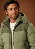 Męska Kurtka Puchowa | Luźny Krój z Kapturem i Zamkiem - Arkadya Outlet - Jackets