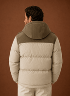 Męska Kurtka Puchowa | Luźny Krój z Kapturem i Zamkiem - Arkadya Outlet - Jackets