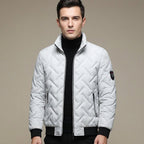 Męska Kurtka Puchowa | Pikowanie Chevron i Kołnierz Stójka - Arkadya Outlet - Jackets