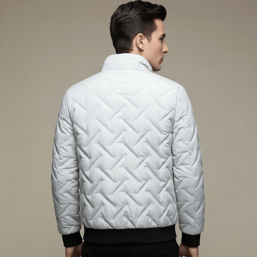 Męska Kurtka Puchowa | Pikowanie Chevron i Kołnierz Stójka - Arkadya Outlet - Jackets