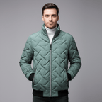 Męska Kurtka Puchowa | Pikowanie Chevron i Kołnierz Stójka - Arkadya Outlet - Jackets