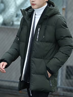 Męska Kurtka Puchowa | Średnia Długość z Kapturem i Zamkiem - Arkadya Outlet - Jackets