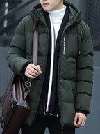 Męska Kurtka Puchowa | Średnia Długość z Kapturem i Zamkiem - Arkadya Outlet - Jackets