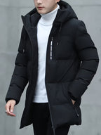 Męska Kurtka Puchowa | Średnia Długość z Kapturem i Zamkiem - Arkadya Outlet - Jackets