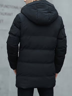 Męska Kurtka Puchowa | Średnia Długość z Kapturem i Zamkiem - Arkadya Outlet - Jackets