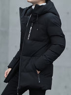 Męska Kurtka Puchowa | Średnia Długość z Kapturem i Zamkiem - Arkadya Outlet - Jackets