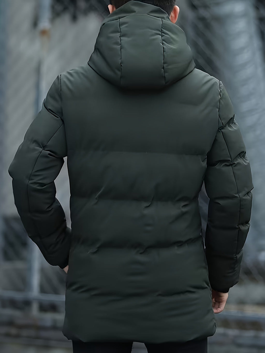 Męska Kurtka Puchowa | Średnia Długość z Kapturem i Zamkiem - Arkadya Outlet - Jackets