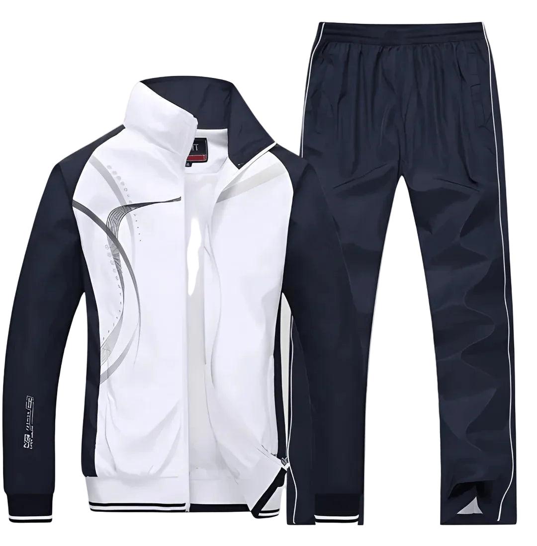 Męski Dres | Komplet Dwuczęściowy z Zamkiem i Elastycznym Pasem - Arkadya Outlet - Suits