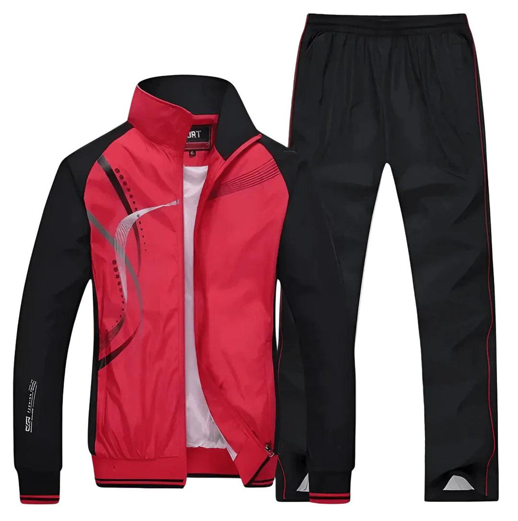 Męski Dres | Komplet Dwuczęściowy z Zamkiem i Elastycznym Pasem - Arkadya Outlet - Suits