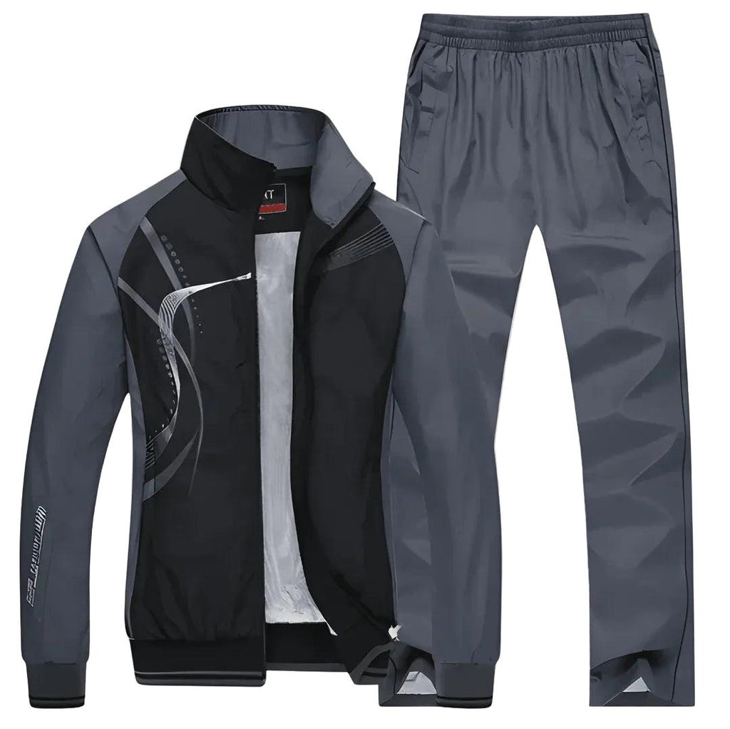 Męski Dres | Komplet Dwuczęściowy z Zamkiem i Elastycznym Pasem - Arkadya Outlet - Suits