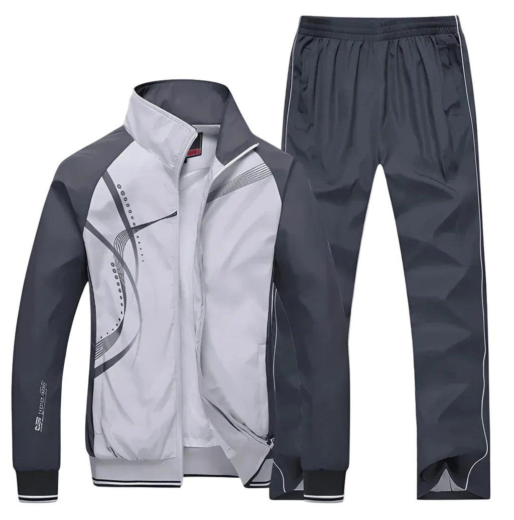 Męski Dres | Komplet Dwuczęściowy z Zamkiem i Elastycznym Pasem - Arkadya Outlet - Suits